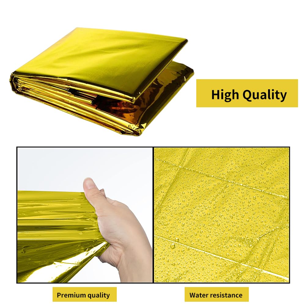 Mantas Térmicas de Emergencia,Mantas Reflectantes de Supervivencia,Mantas de Emergencia,2Pcs Manta Portátil de Emergencia y 2 silbatos SOS para Exteriores, Senderismo, Supervivencia,160 * 210cm