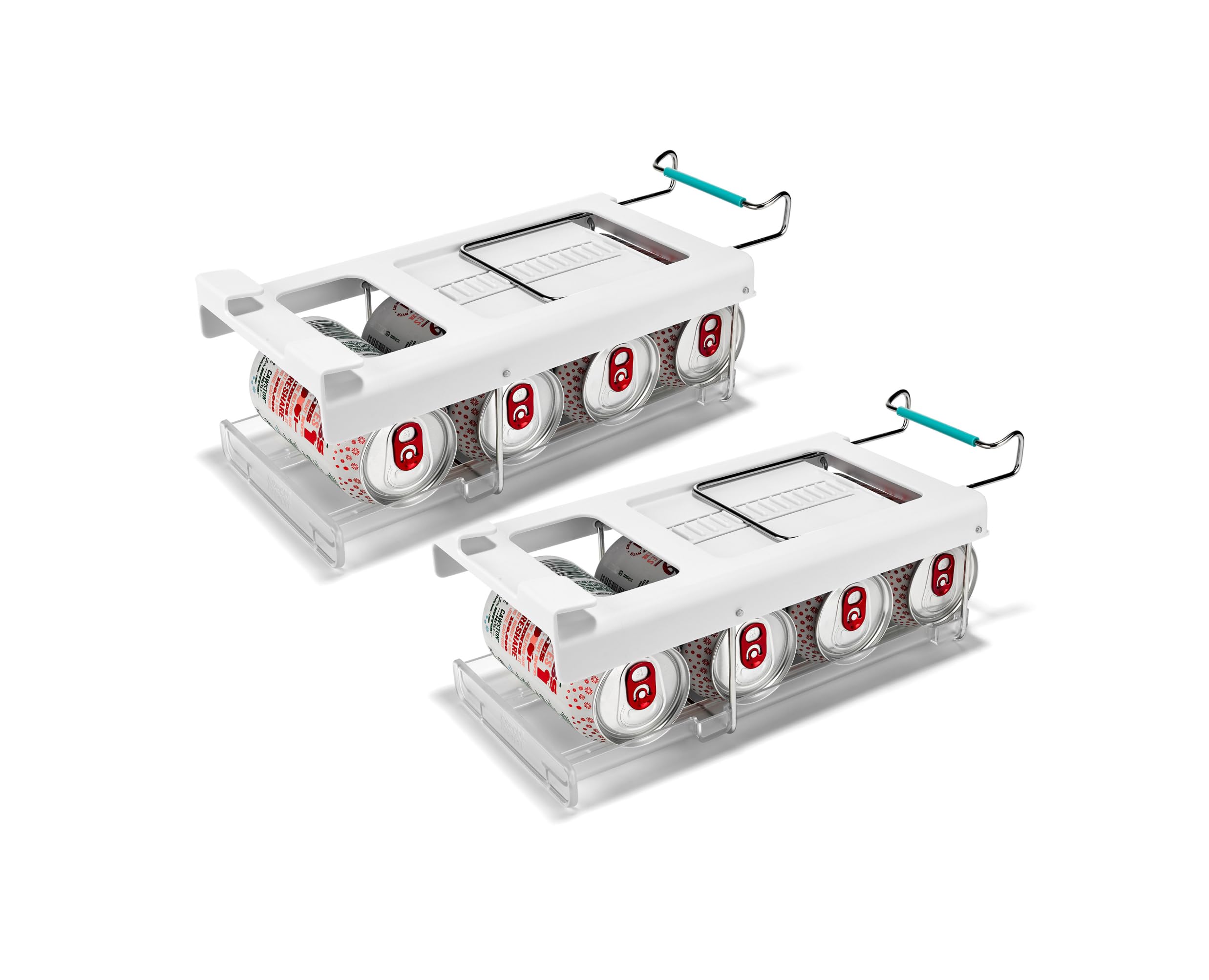 Joseph Joseph FridgeStore Lot de 2 distributeurs de boîtes de rangement pliables sous étagère pour réfrigérateur - Support peu encombrant - Convient aux étagères de 33 à 45,7 cm de profondeur