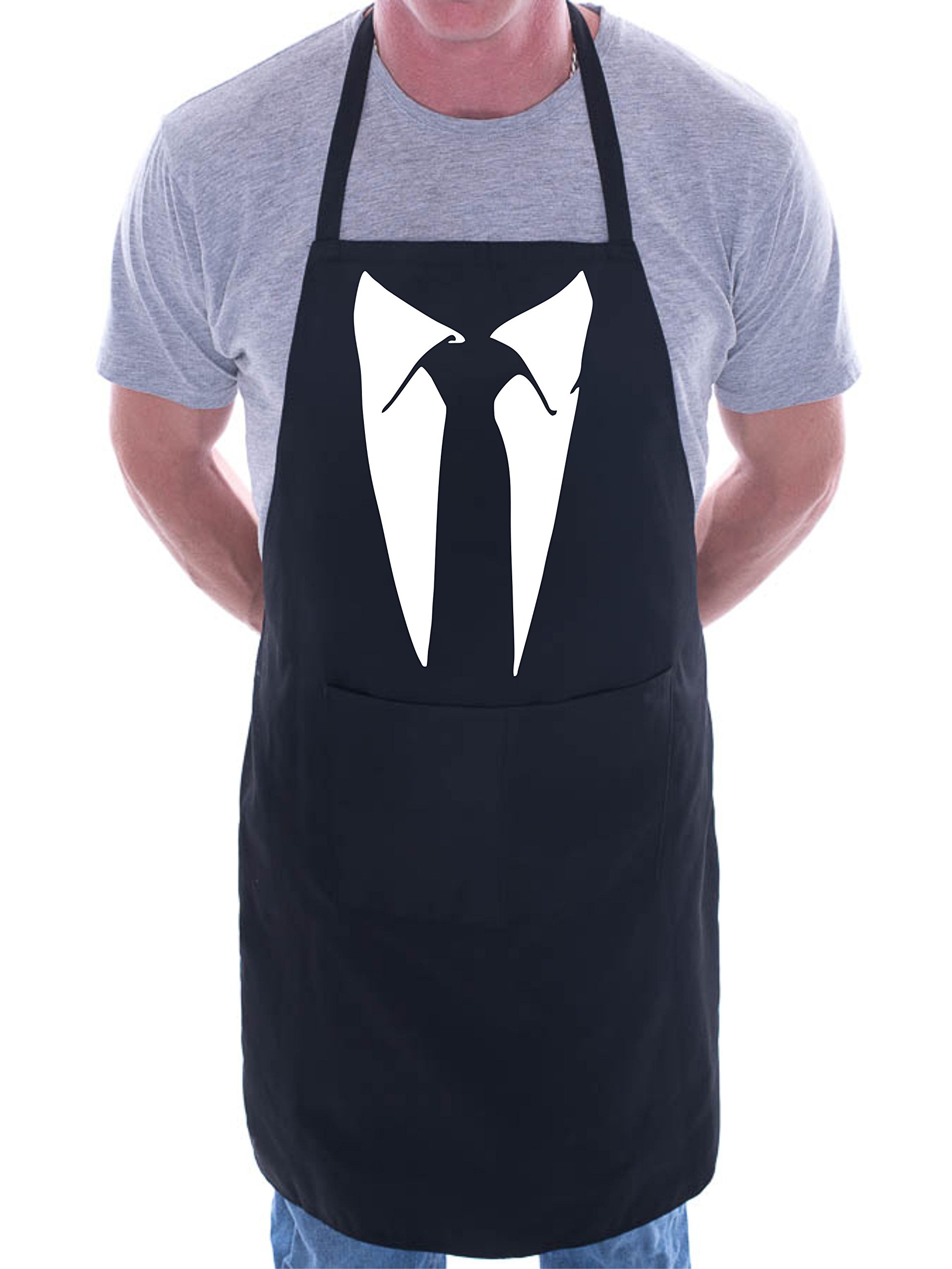 Print4U Tie With Collar BBQ Cooking Funny Novelty Apron Black