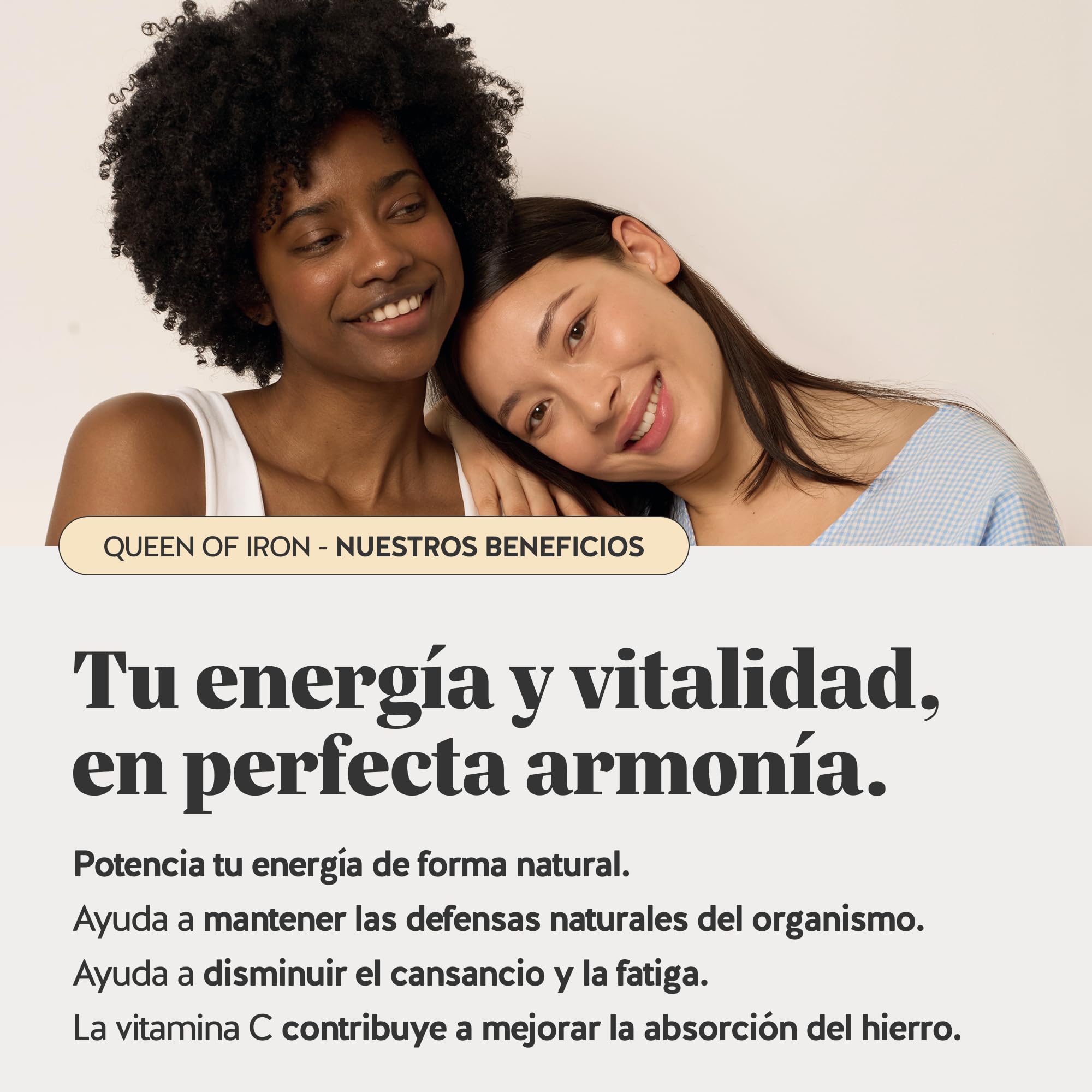 Queen of Iron Power Complex - Gominolas de Energía y Vitalidad - Hierro con Vitamina B12, B1, B6, C, D y Yodo - 90 unidades (3 meses) - Sin azúcar, Vegano - Bears with Benefits
