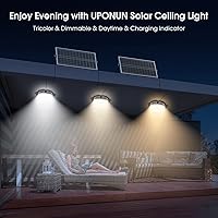 Vista 3 de Solar Ceiling Lights 2 Pack, Daytime & Night 3200K/4000K/6000K Dimmable Shed Lights with On/Off Switch & Remote, 120LED*2 Solar Lights Outdoor &