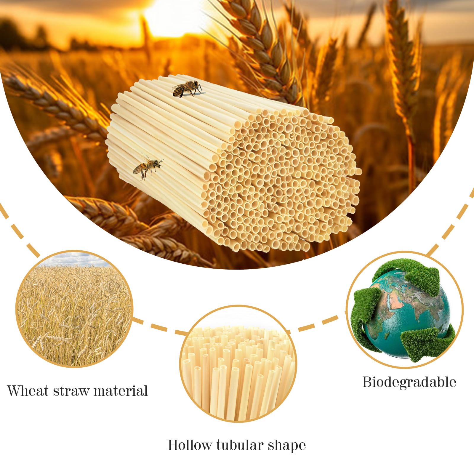 500 Piezas Tubo para Nido de Abejas,14.5 CM Largo, Tubo de Cartón para Apicultores,Accesorios para Casa de Insectos,para Rellenar Hotel de Insectos,Casa de Abejas, Hotel de Abejas