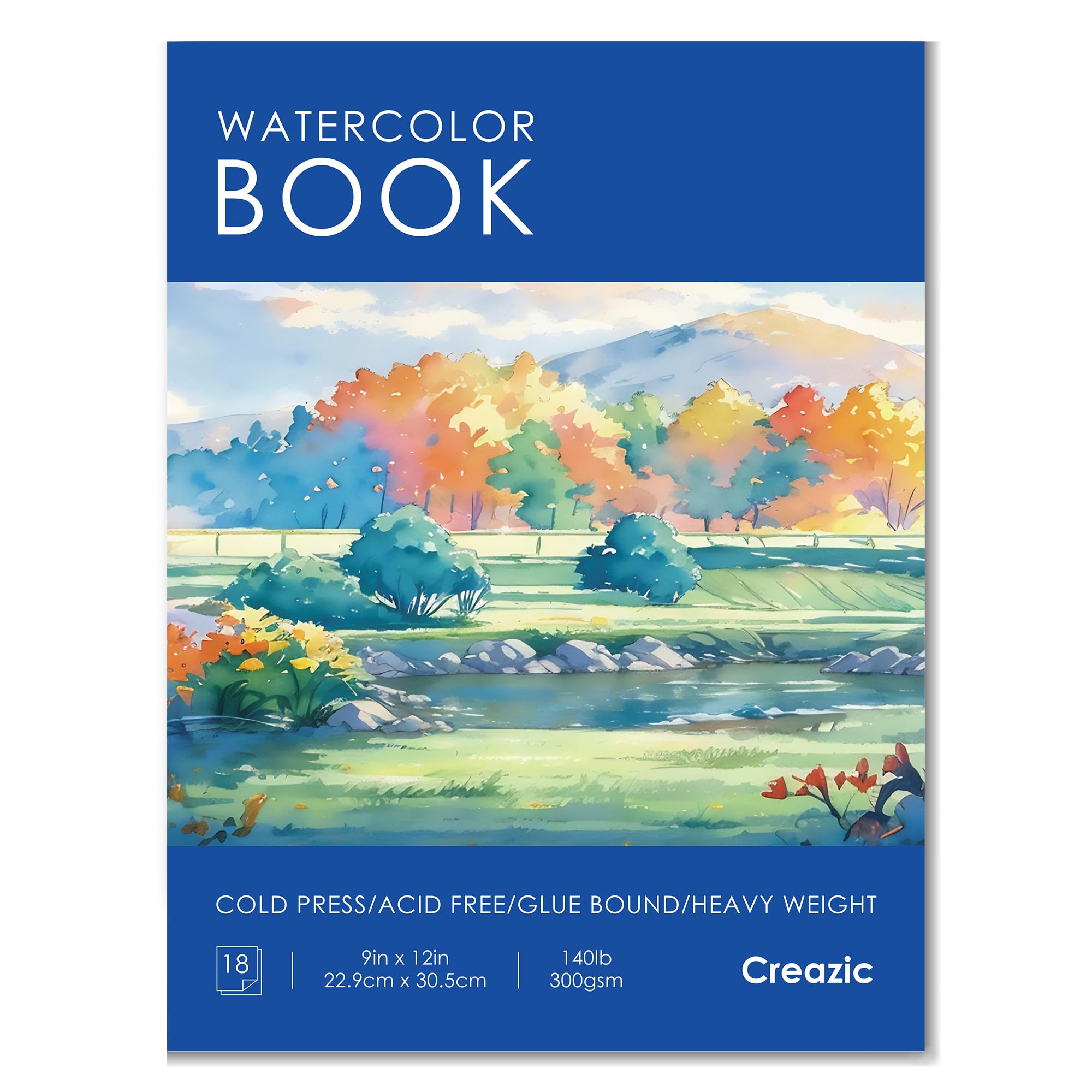 Watercolor Paper Pad, 9"x12", 140lb/300gsm Cold Press Artist Paper