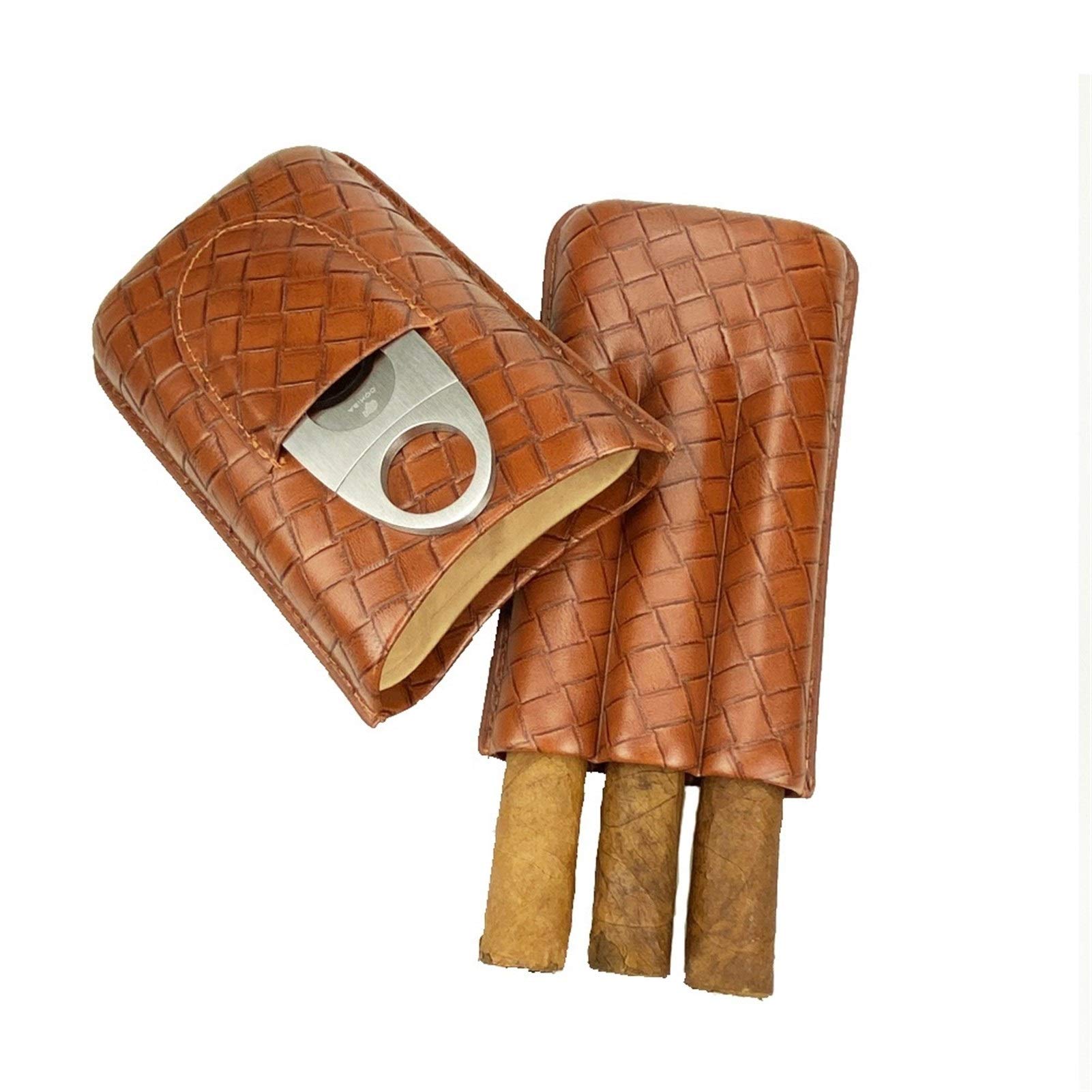 Exquisit Humidor, Portable Leather Humidor Humidor 3 Tube Holder Mini Humidor Travel Cigar Accessori