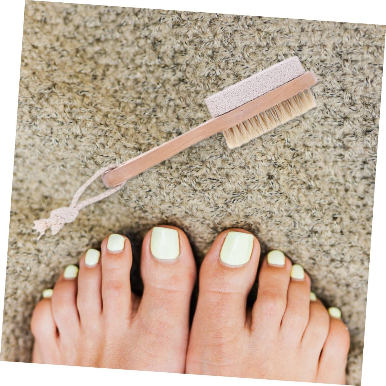 3pcs Foot Pumice Brush with Natural Bristles and Wooden Handle Dual-Sided Foot Scrubber for Hard Skin Removal and Exfoliating for Shower and Pedicure Use