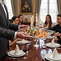 Vista 4 de Bluesky Trading Bandeja rectangular de plástico transparente, paquete de 1, diseño elegante, perfecta para bodas, fiestas de cumpleaños