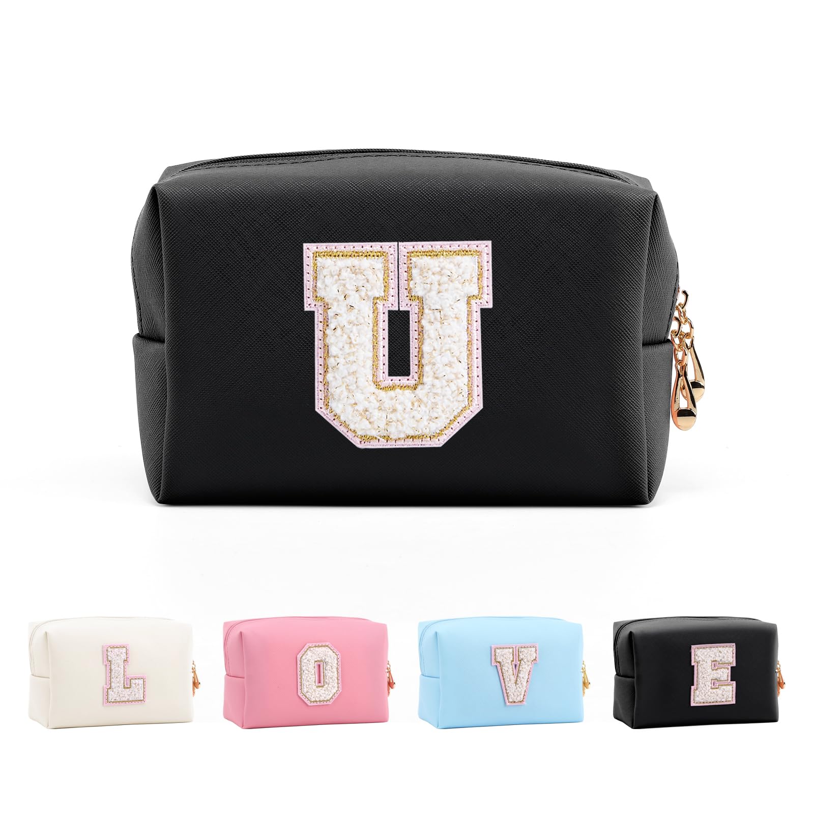 Bolsa de Maquillaje, Bolsa de Cosméticos Impermeable de Viaje, PU Cuero, Neceser de Baño, Bolsa De Aseo Y Almacenamiento para Mujer,Cosas Preppy para niñas Adolescentes (Letra A-Z) — view 84