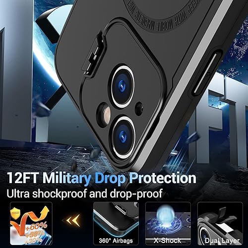 Miniatura 6 de WATEFULL Funda compatible con iPhone 15 Plus, cargador MagSafe con protector de cámara plegable, superficie brillante brillante de doble capa,