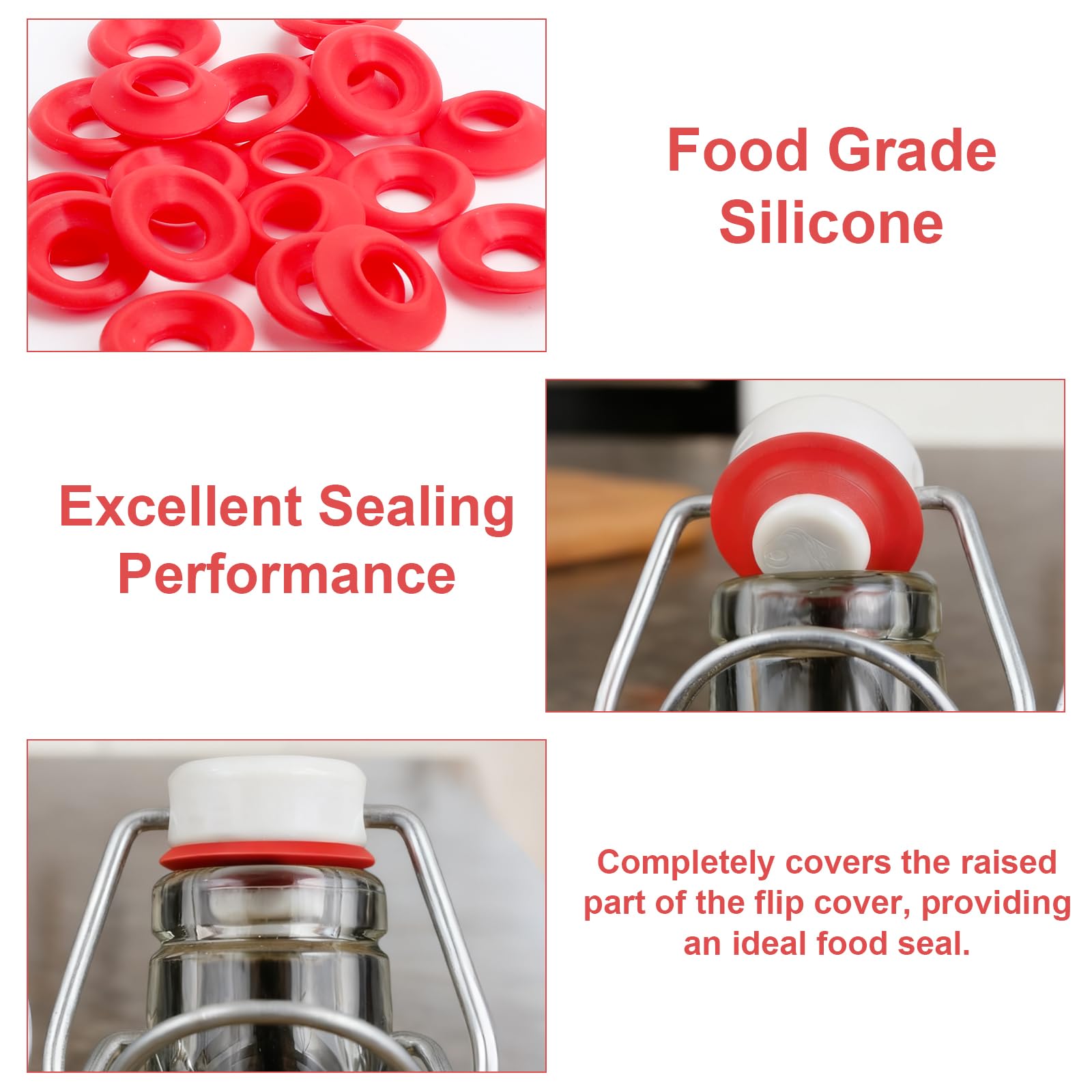 40 Piezas Juntas de Silicona para Botellas Anillos de Sellado para Botellas Vidrio Reutilizables Junta Alimentaria para Botella Cerveza Casera Flip Top Cierre Palanca sin Fugas Accesorios Swing Top