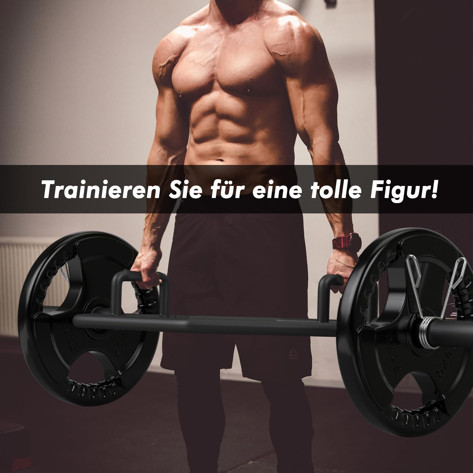 COSTWAY Trap Bar, 142 cm Hantelstange mit 2 Federverschlüsse & klappbarem Griff, Hex Bar 25/50mm Aufnahme, Olympic Bar für Kniebeugen Kreuzheben