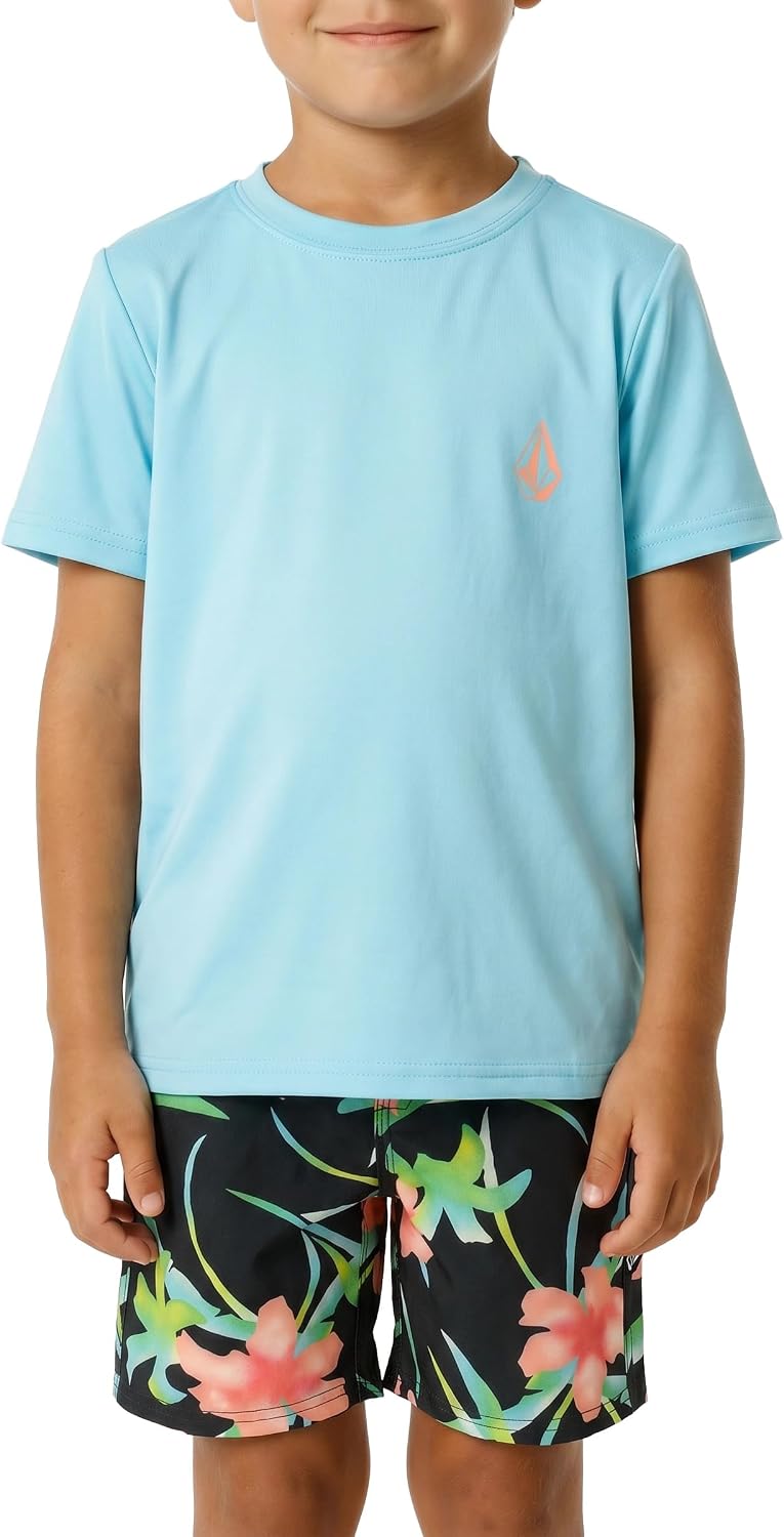 Volcom Boys' Short Sleeve Rashguard Sun Shirt UPF 50+ Sun Protection Swim Top- Little Boys