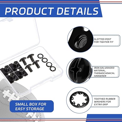 Miniatura 3 de Landhoow Chicago - Tornillos de fútbol para placa trasera de fútbol, incluye cabeza de armadura, sujetadores ranurados, juntas de arandelas para