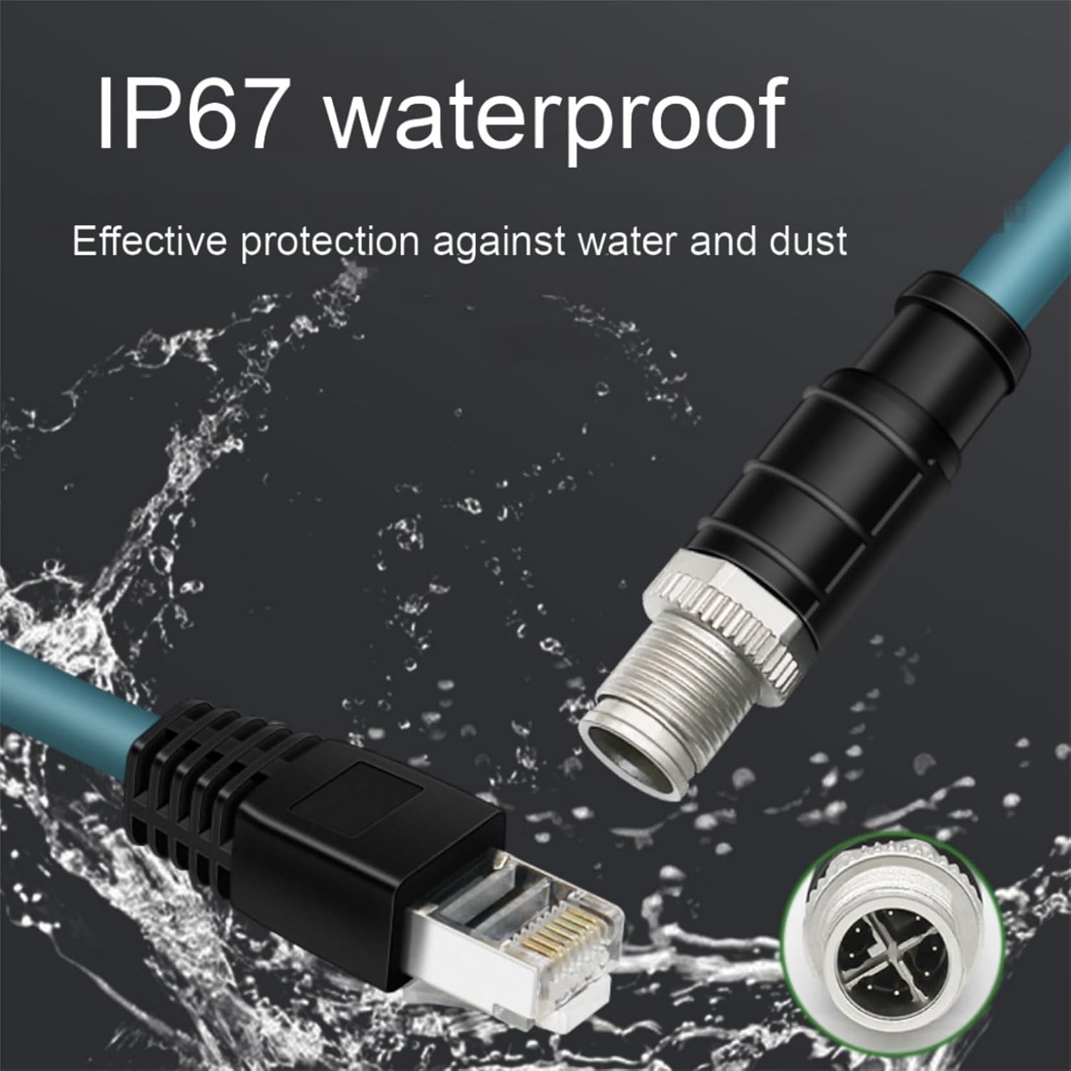 3.28Ft M12 8Pin Male X Code to RJ45 Male Cat6 Ethernet Cable,PVC High-Flex Shielded Twisted Pair Industrial Cable Assembly,4A,250V,AWG26,for Industrial Camera & Automation Systems(1M)