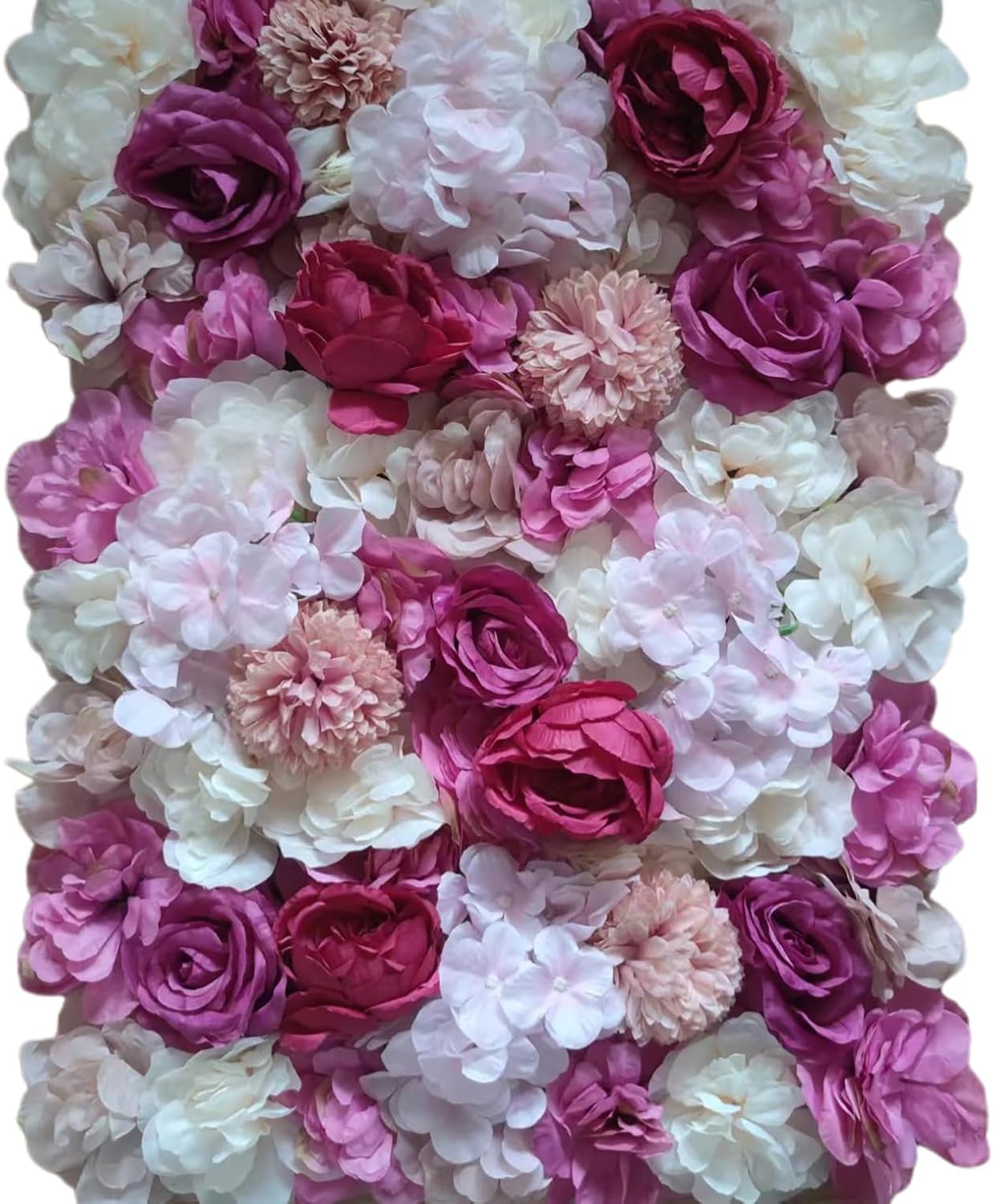 Flower Wall Panel Floral Backdrop Silk Artificial Rose Wall Faux Flower Panel for Wedding, Party, Birthday, Room, Home Deco, 4 Pack Rose Red