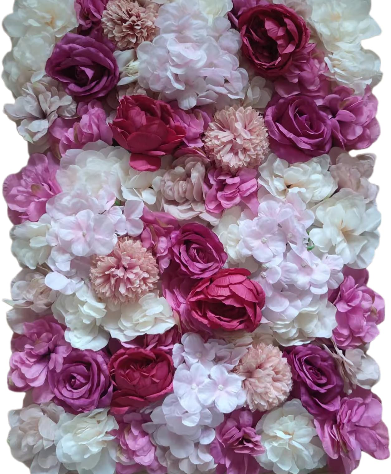 Flower Wall Panel Floral Backdrop Silk Artificial Rose Wall Faux Flower Panel for Wedding, Party, Birthday, Room, Home Deco 9 Pack Rose Red