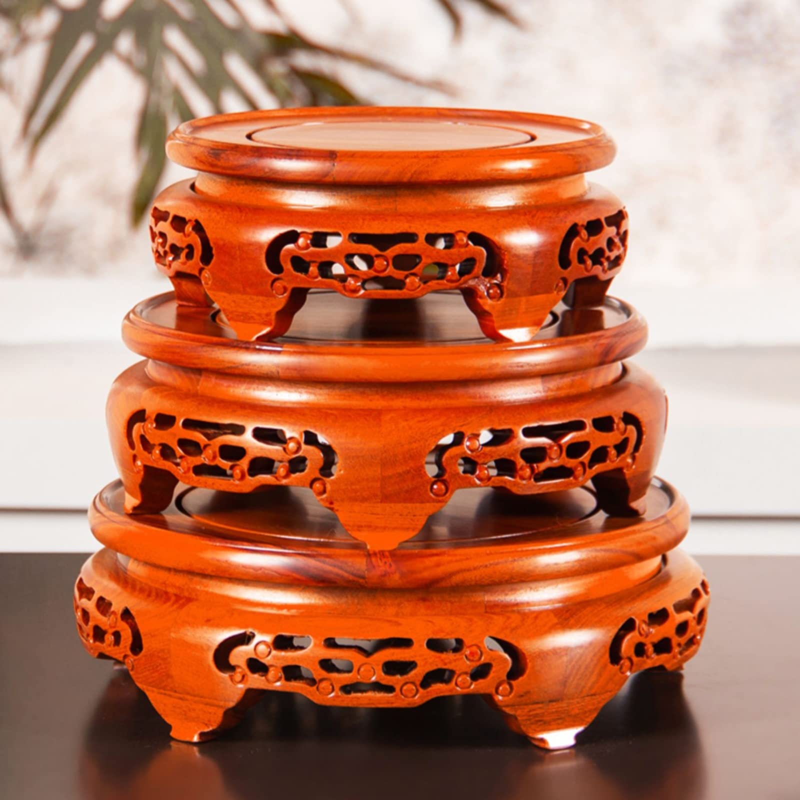 Chinesisches klassisches Bonsai-Gestell für Aquarien, Einzelsteine, Kürbisse, Goldzikaden, Kunsthandwerk, stabiler Ausstellungsständer für Messen, Heimdekoration (Größe: Nr. 4, Inn