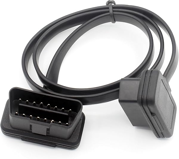 LoongGate OBD-II OBD2 Extension Cable Ultra Low Profile - Flat Ribbon Cable 8-pin Pass-through for Bluetooth Wifi USB ECU Readers OBDII Code Scanners - 0.6m/2 feet - 4