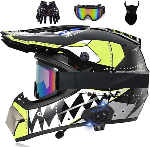 Miniatura 10 de Casco de motocross Bluetooth para adultos, casco de motocross, aprobado por DOTECE, perfecto para motocicletas de motocross, motos de cross, ATV,