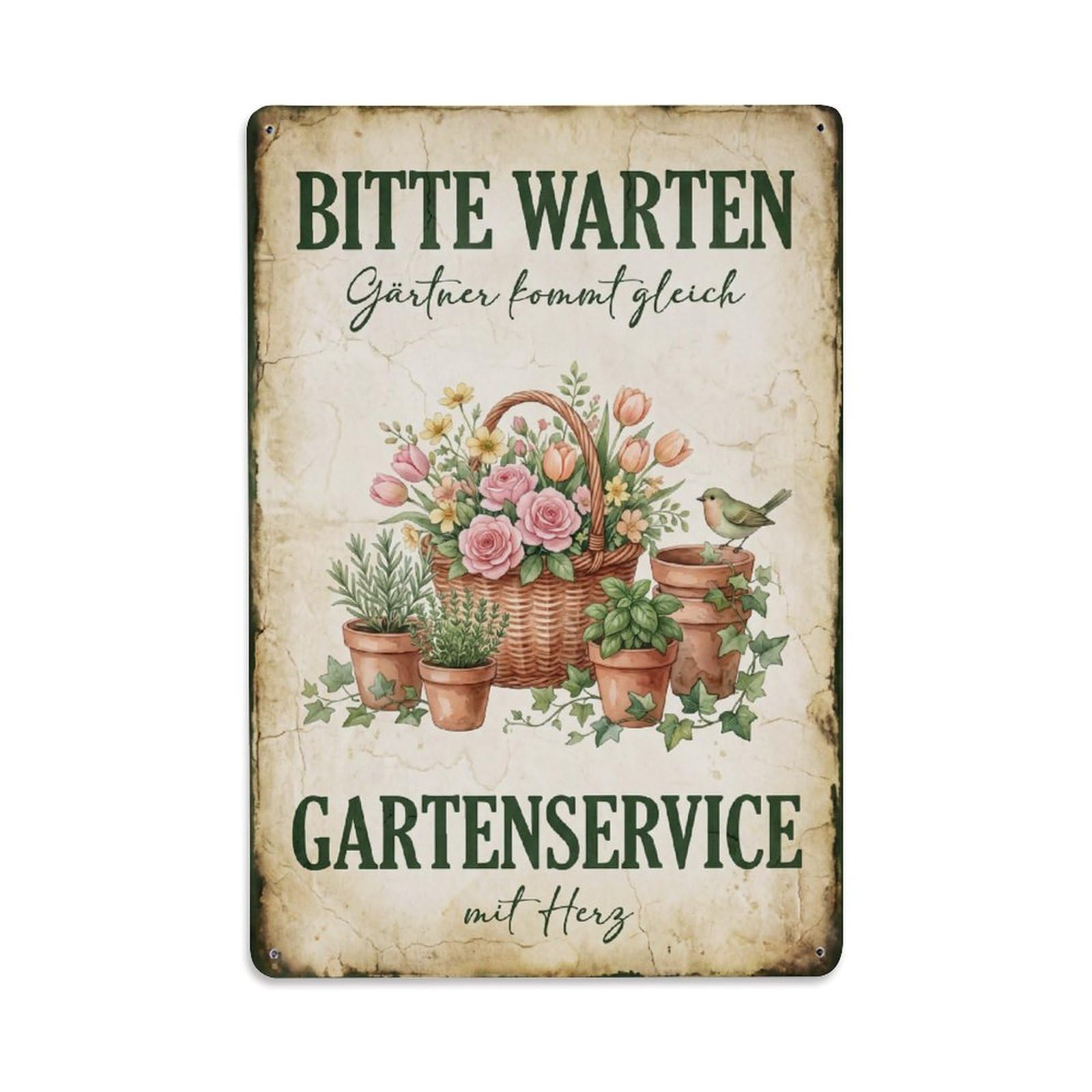 Vintage Funny Garden Please Wait Gardener Rustic Windowsill Metal Tin Sign Plaque Wall Decor for Cafe, Club Bar, Office, Garden Metal Poster 8x12Inch