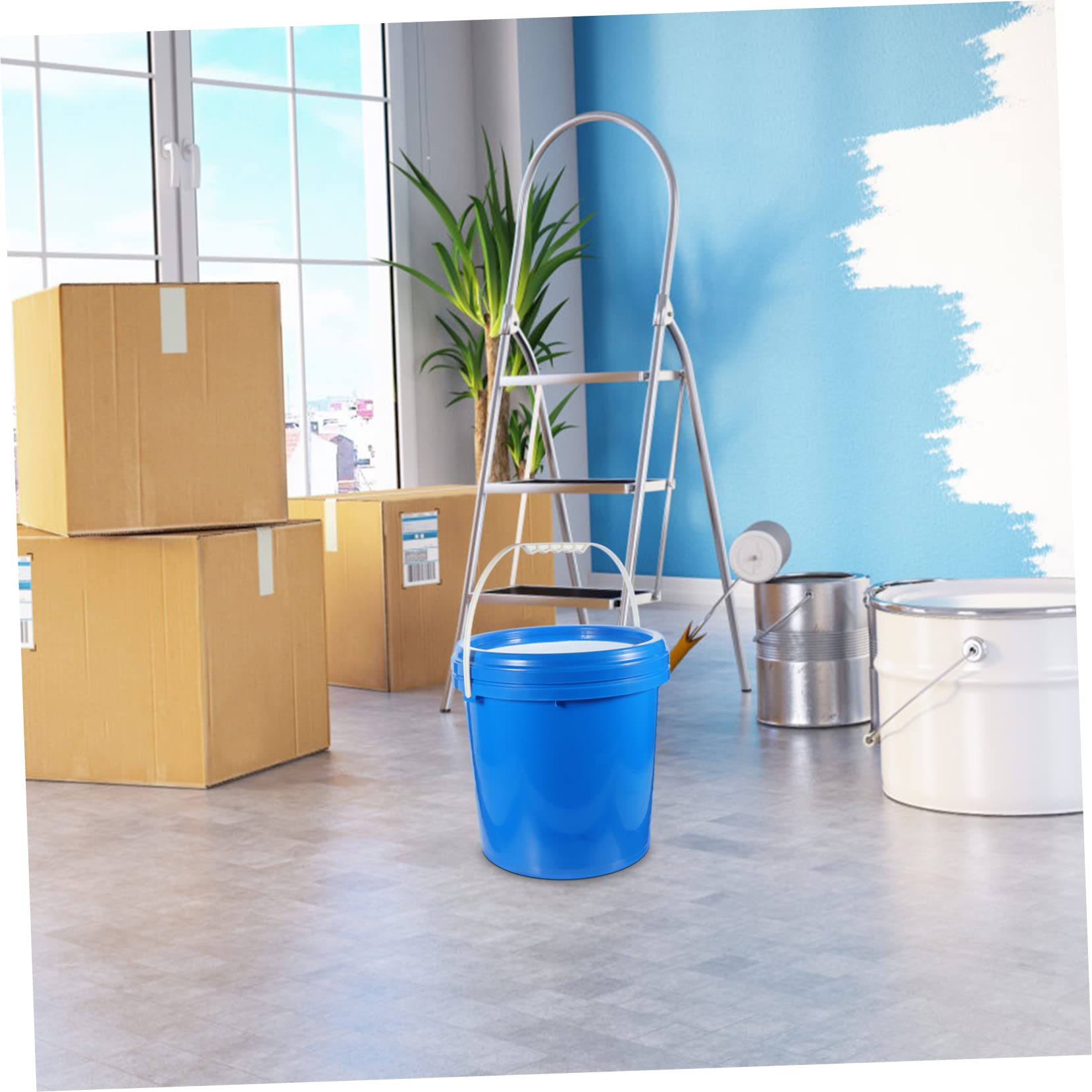Veemoon Cubo de Pintura Blanco Hdpe Tapa para Almacenamiento de Pinturas o Pigmentos para Uso Proyectos de Arte o Decoración