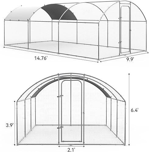 Miniatura 10 de Oranland Gallinero de metal grande para corral de pollo para patio, jaula de aves de corral resistente al aire libre con cubierta impermeable y