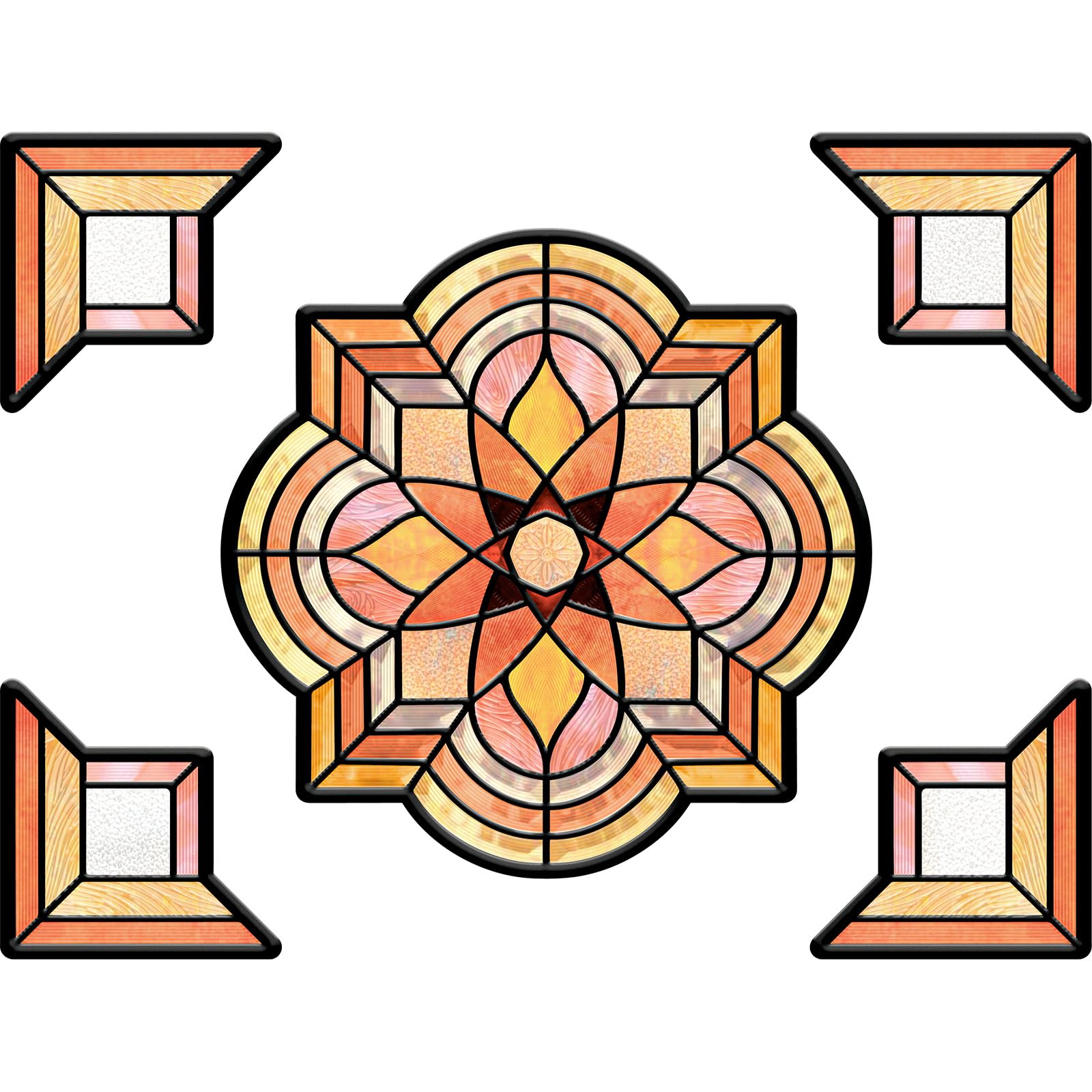 Window Stickers, ‌Stained Glass Window Privacy Film UV Blocking Static Cling for Home Kitchen Office Bathroom, Spessartite 30x40D — image 1