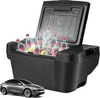 Compatible with Tesla Model Y Car Refrigerator & Portable Freezer, 35L Built-in Fridge for Tesla with App Control, -4°F~68°F Cooling, Energy Saving for Camping, Road Trip Home 12/24V DC&120~240V AC