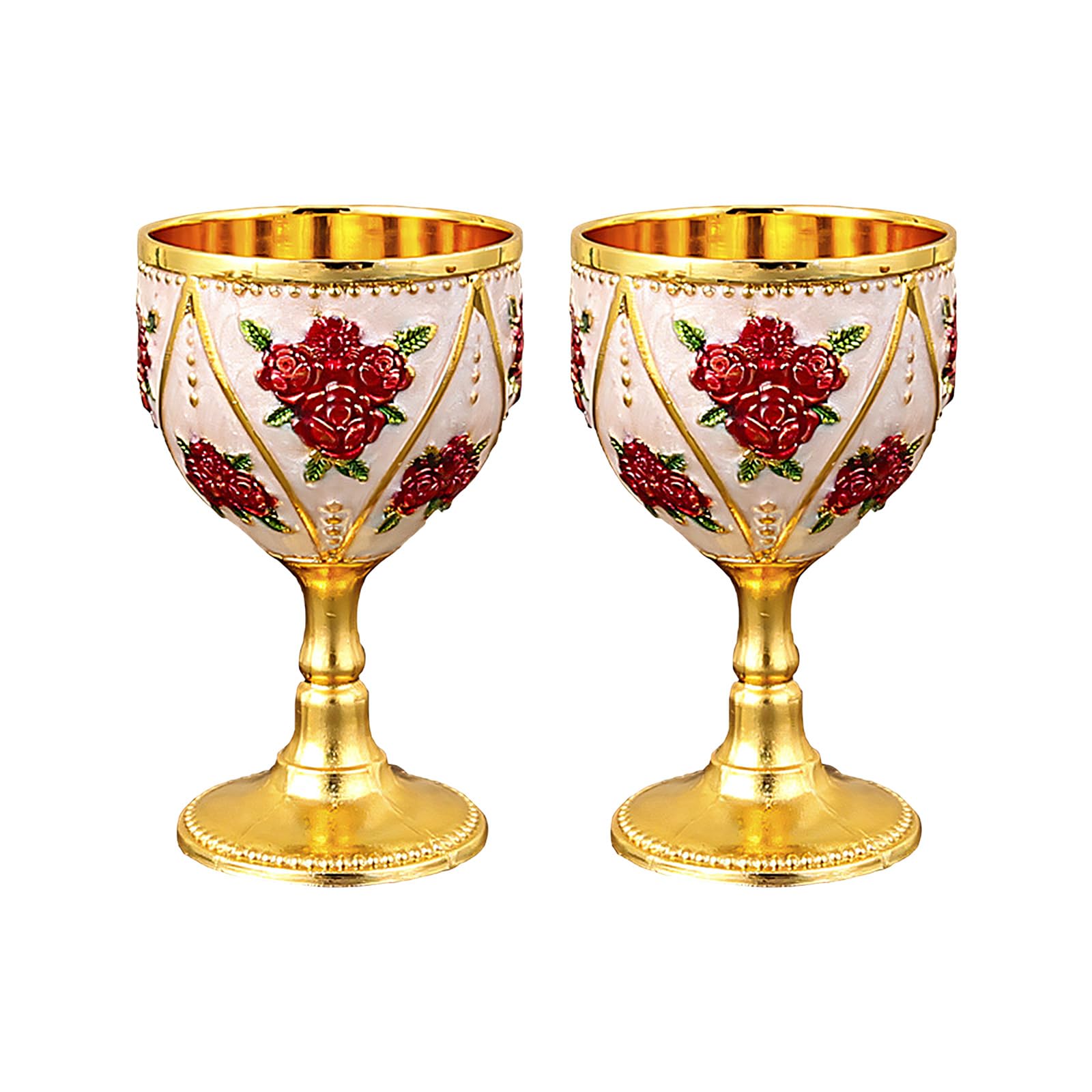 CAZSTYK 2Pcs Metal Chalices Goblet with Intricate Carving Wine Drinking Cups Shot Glasses Medieval Ornaments for Party Decors Medieval Metal Shot Glasses