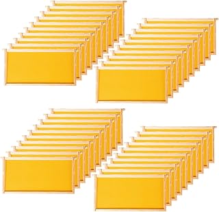 BeeCastle 40-Pack Beehive Frames Bee Hive Frame with Waxed Foundation Sheet Unassembled Beehive Frames, 9-1/8-Inch(Yellow)