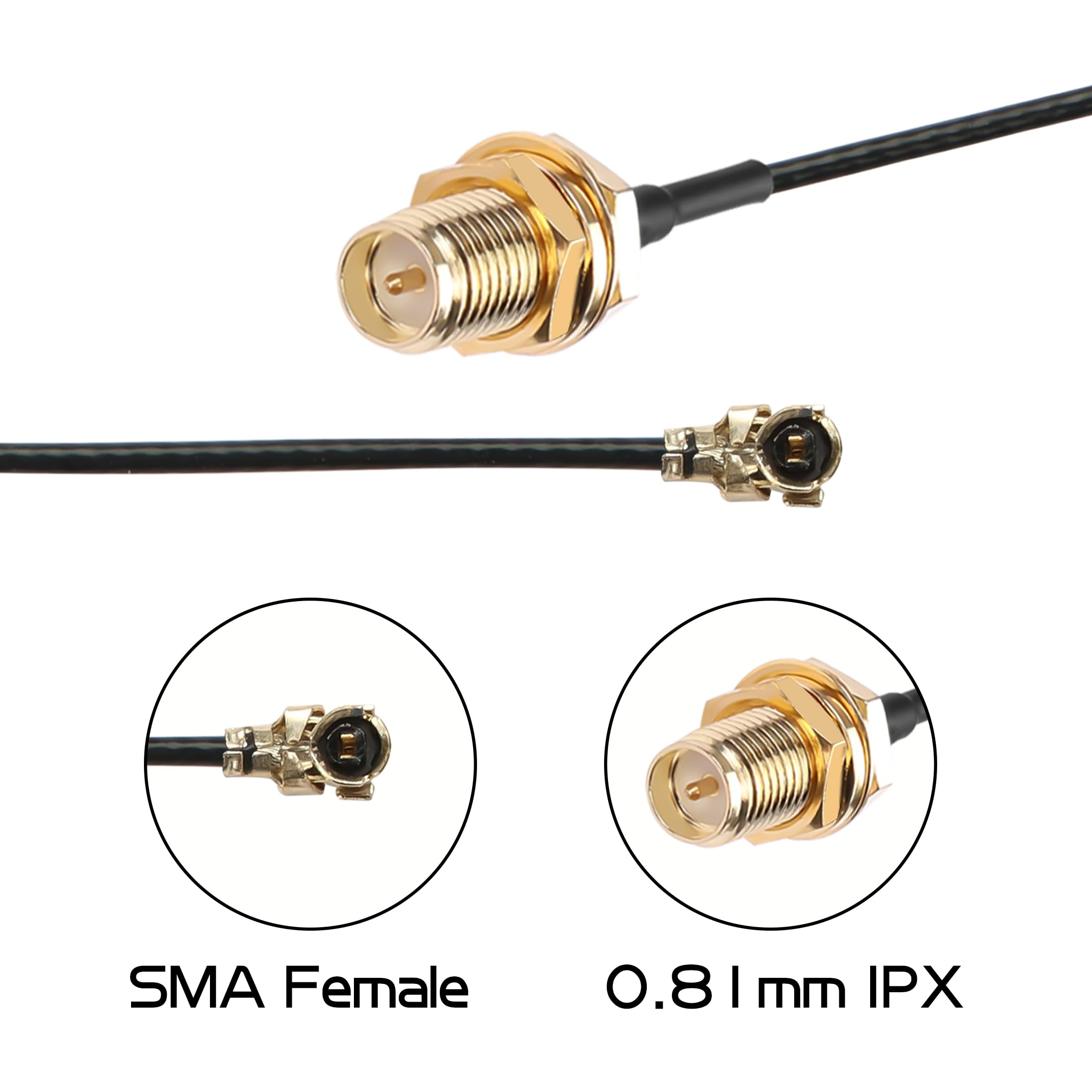 YAODHAOD IPX IPEX-1 U.FL to RP-SMA Female Pigtail Antenna WiFi Router Cable Mini PCI to Reverse Polarity SMA Coaxial Low Loss Cable for Wireless Routers WiFi External Antenna Network Extension (5PCS)