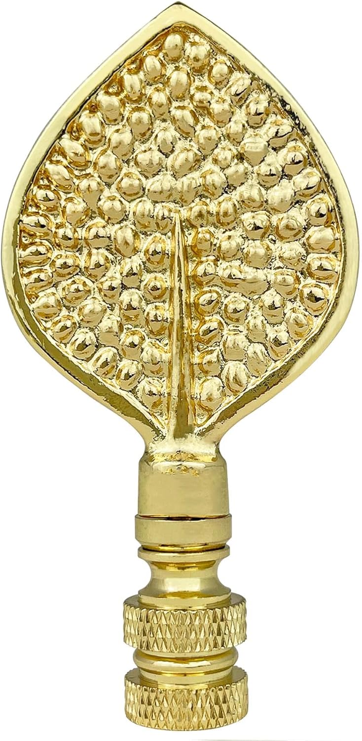 Royal Designs, Inc. Birch Leaf Finial for Lamp Shade, Antique Brass - Pack of 2