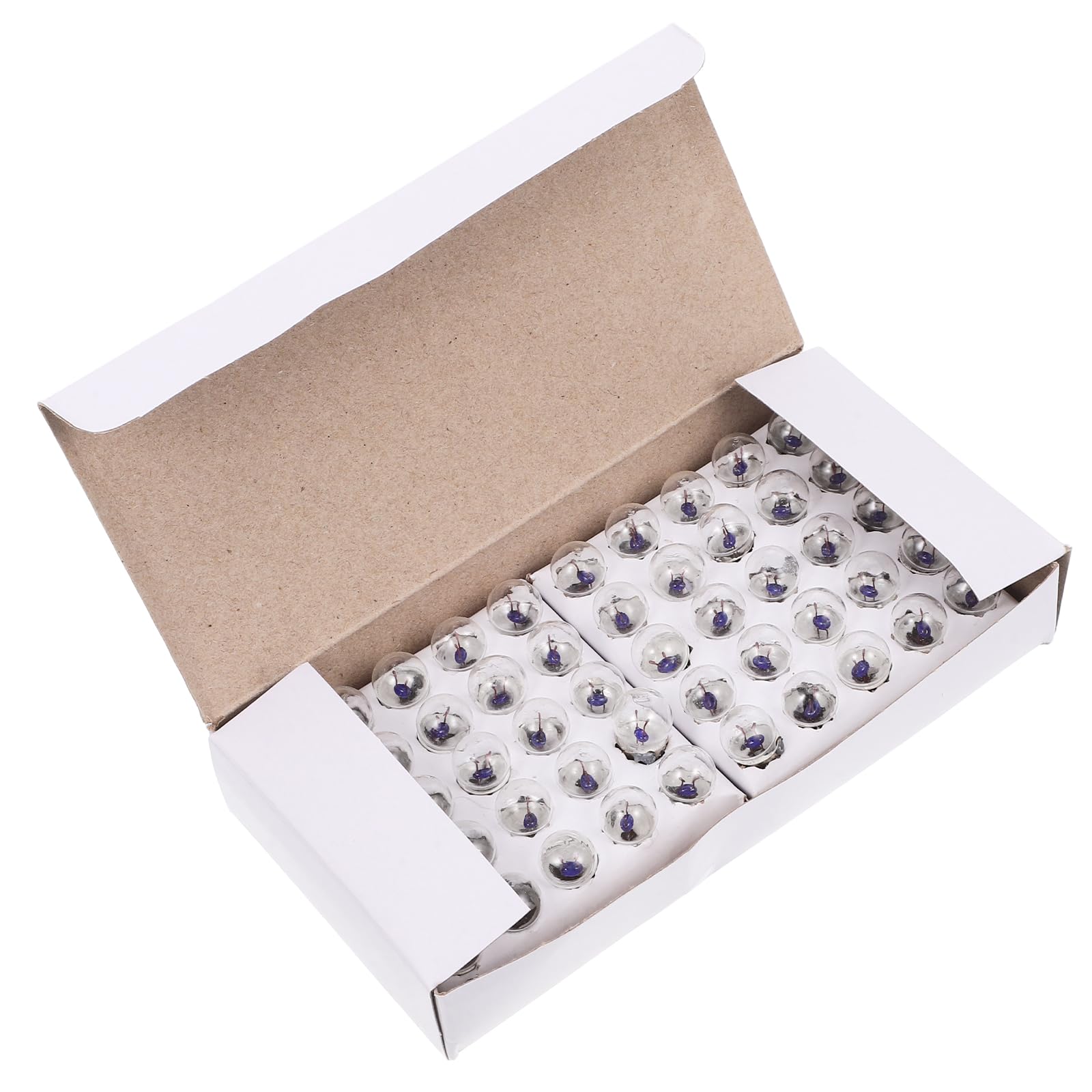PERSELOSO 50pcs Mini Light Bulbs E10 Screw Base, 2.5v Iron Glass Miniature Light Bulb Kit with Excellent Illumination for Student Experiments, Flashlights and Crafts