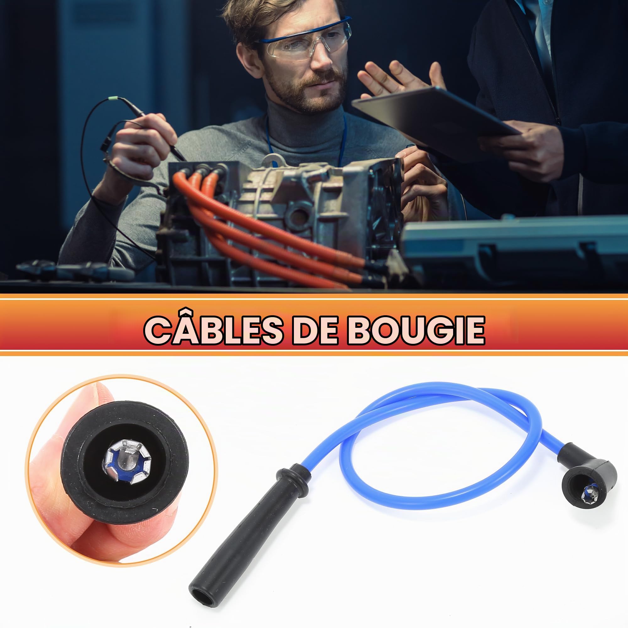 QUARKZMAN Câbles d'Allumage pour Suzuki 413 86-90 - Lot de 5 Pièces | Couleur: Bleu, Matériau: Silicone, Nickel, 3370060A20, Résout Les Ratés Du Moteur, Améliore L'Efficacité De Combustion