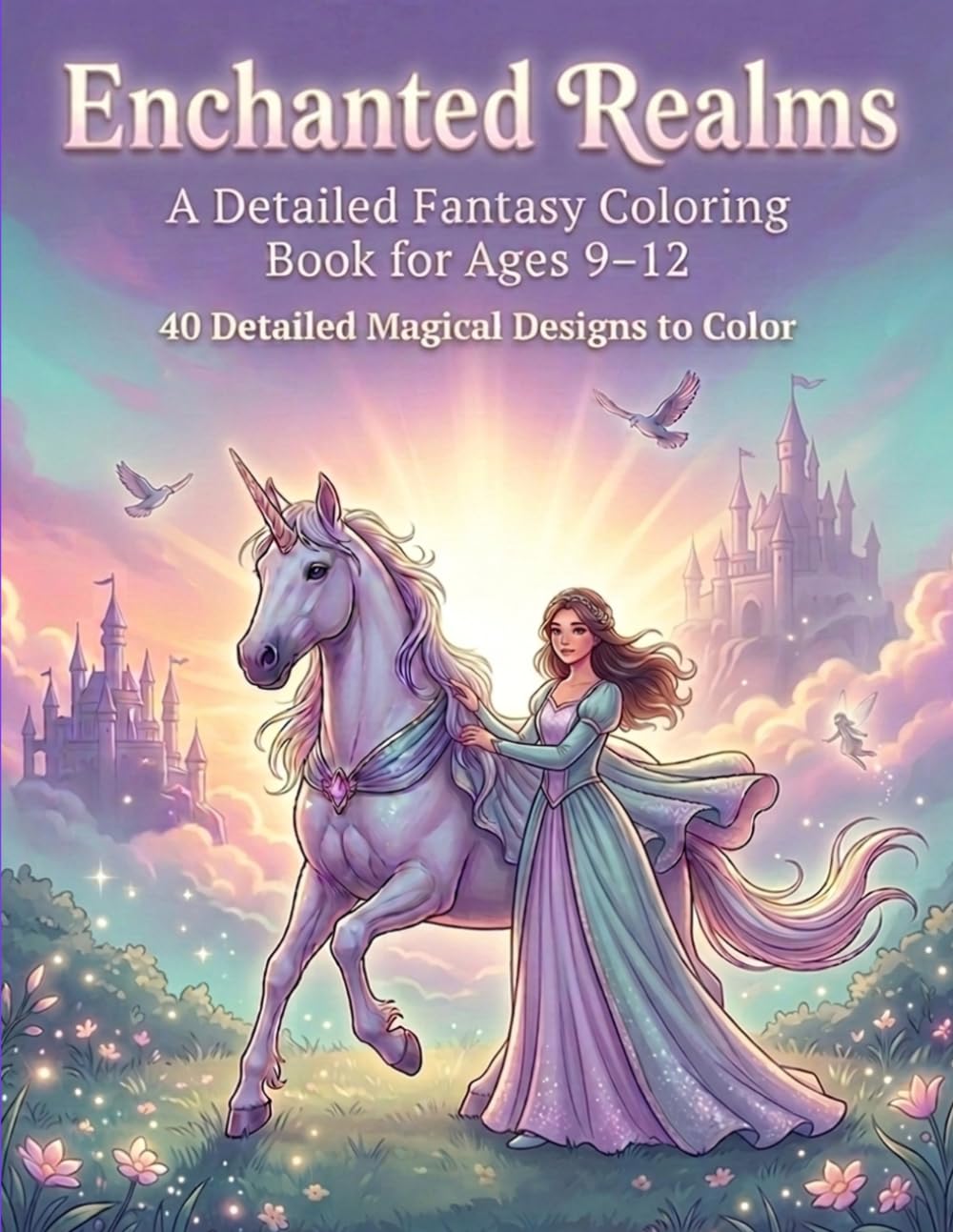 Enchanted Realms: A Detailed Fantasy Coloring Book for Girls Ages 9–12: Unicorns, Princesses, Castles & Magical Creatures