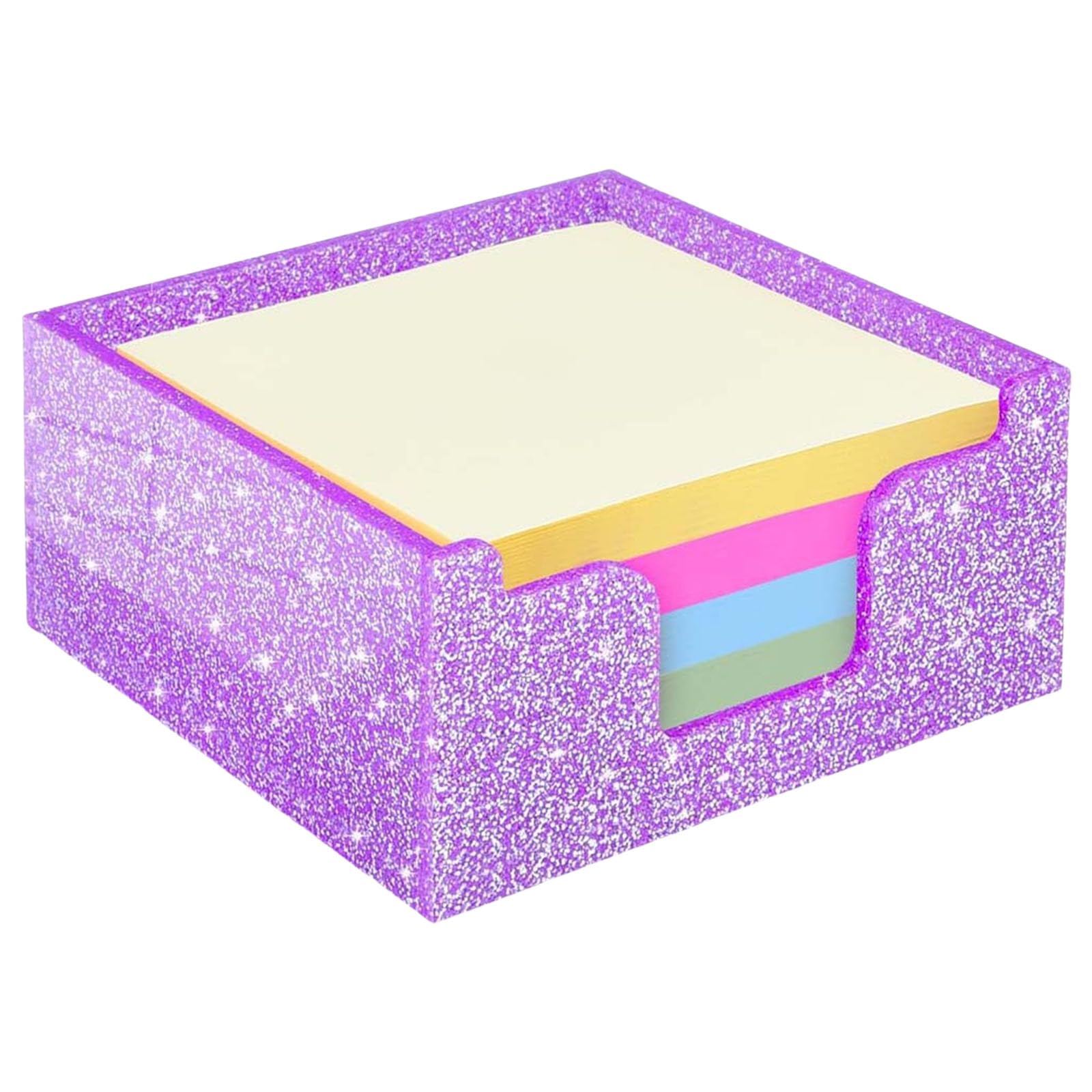 APGLSXY Compact Note Pad Organizers with 400 Sheet Capacity Glitters Acrylic Dispenser for Desk Organization Dark Gray Sticky Note Dispenser with Glitters Design