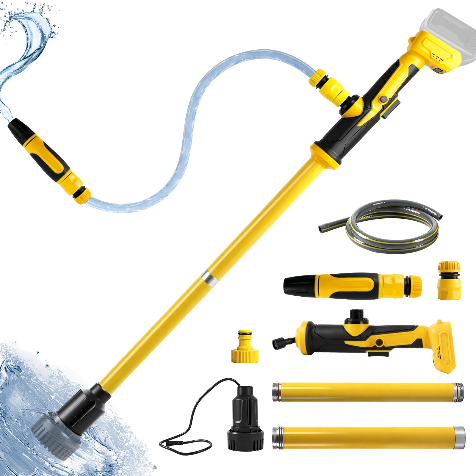 Cordless Stick Water Transfer Pump for Dewalt 20V Battery, 1400GPH Brushless Water Pump with 10FT Lift Distance, 39.5" Suction Depth, Electric Water Pump for Pool Garden Pond (No Battery)