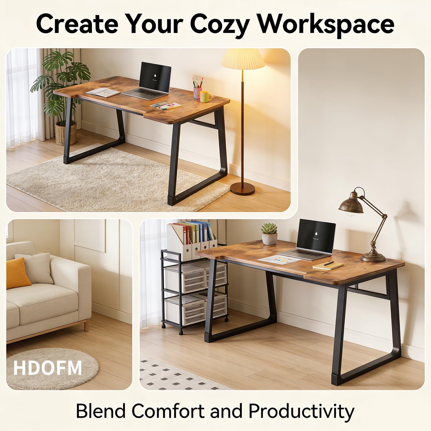Computer Desk 39.4 Inch Small Office Desk with Wood Top and Metal Frame, Study Writing Desk for Home, Bedroom, Gaming, U-Shaped Leg Design, Modern Simple - Image 5