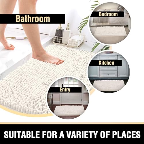 Miniatura 7 de Alfombras de baño Tapetes para baño antideslizante de chenilla de lujo alfombra de baño alfombra extra suave y absorbente Tapetes peludos lavables