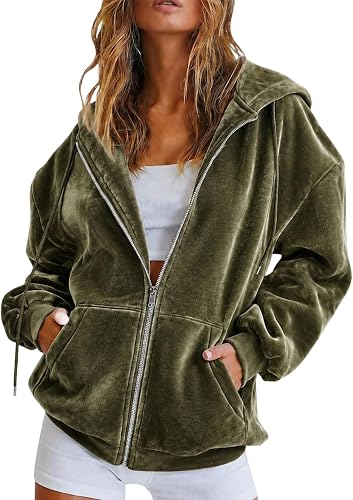Zip Up Sweatshirt Women Lightweight Soft Long Sleeve Athletic Cute Oversized Swe