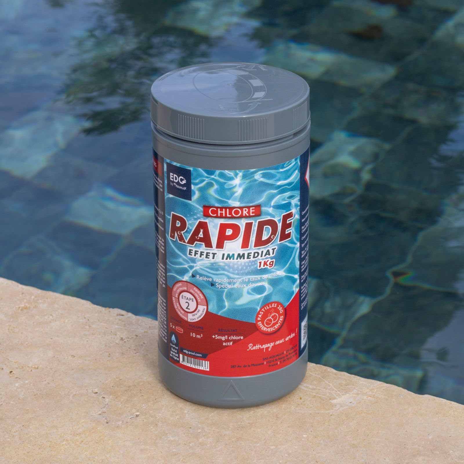 EDENEA - Chlore Rapide Piscine - Chlore Choc - Spécial Eaux Vertes - Boite 1kg - Pastilles 20g - Effet Immediat - EDG