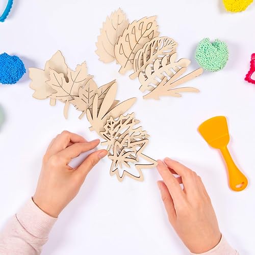 Miniatura 4 de EXCEART 1 juego de hojas DIY adornos de madera DIY rebanadas de madera de arce recortes de cosecha recortes de cosecha rebanadas de hojas sin