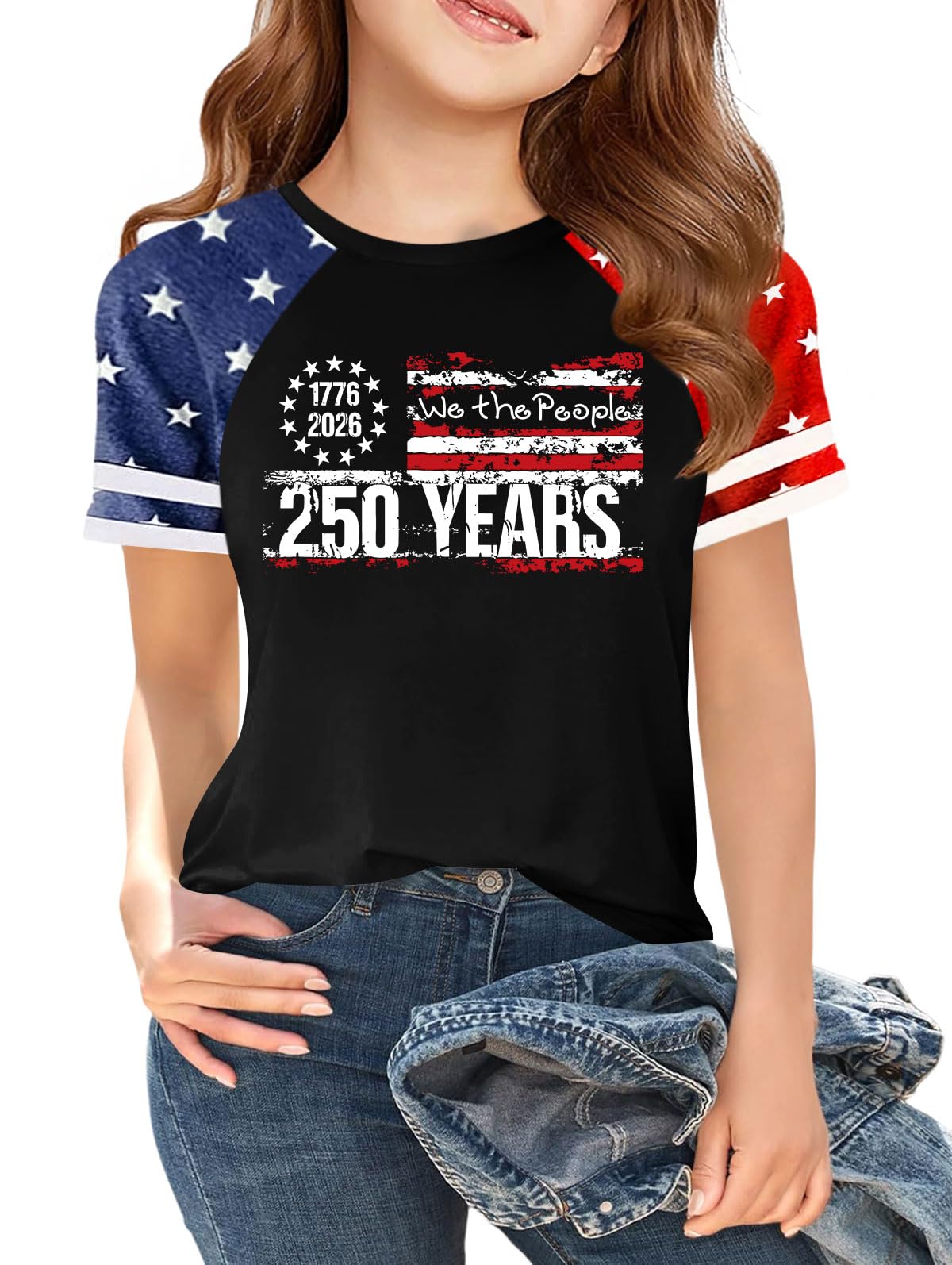 Ithalt Boys Girls USA Shirts Kids 4th of July Shirts American Flag Tshirt Patriotic Top Independence Day Outfit 5-13y