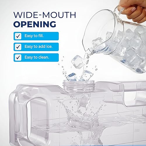 Miniatura 5 de Dispensador de agua para refrigerador de 1.1 galones, recipiente de agua delgado para refrigerador a prueba de fugas con espiga, jarra de agua