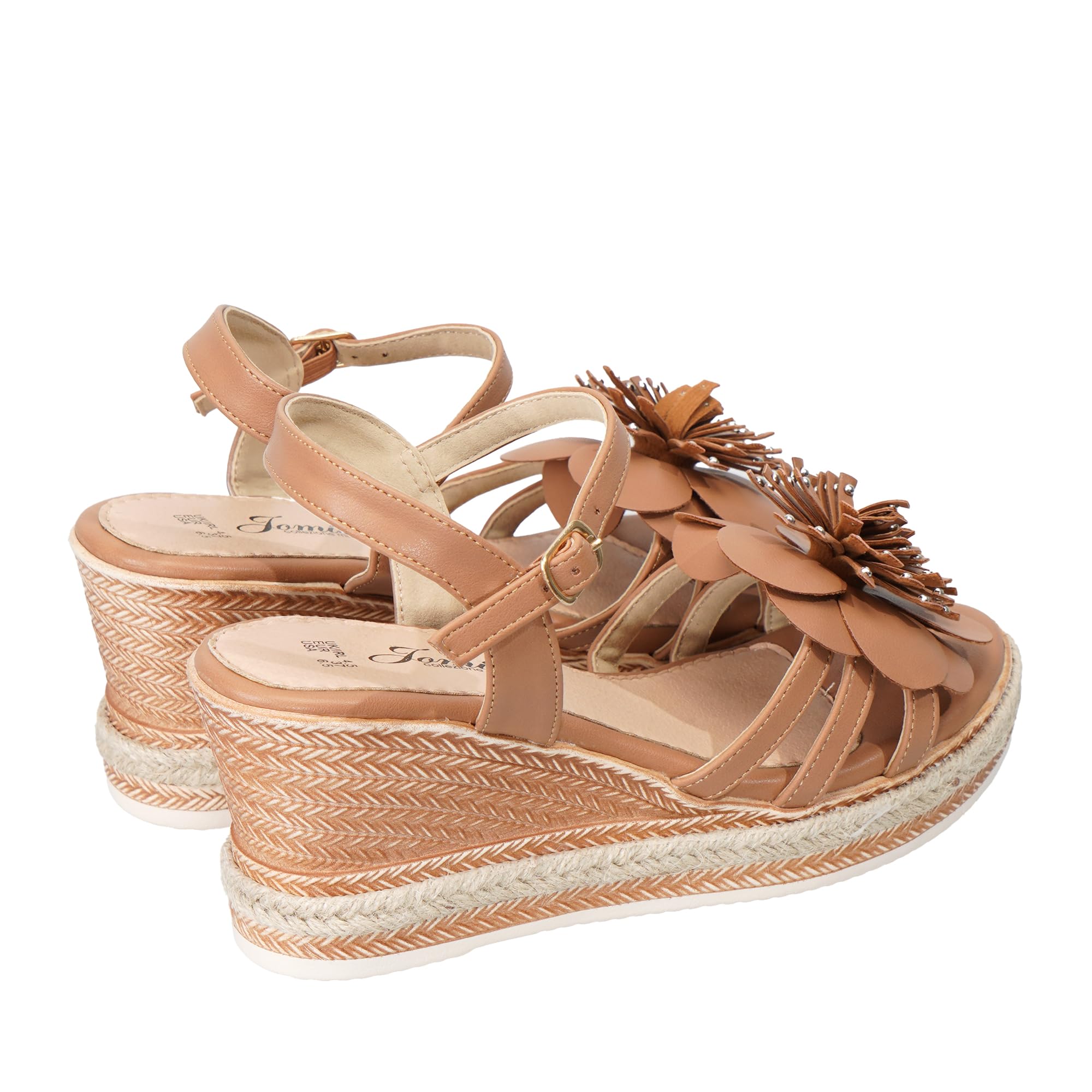 JOMIX Damen Sandalen Blume Sommer Elegant Keilsandalen Sandaletten Espadrilles Plateau Wedges Sandals mit Absatz Bequem Strand Sommersandalen