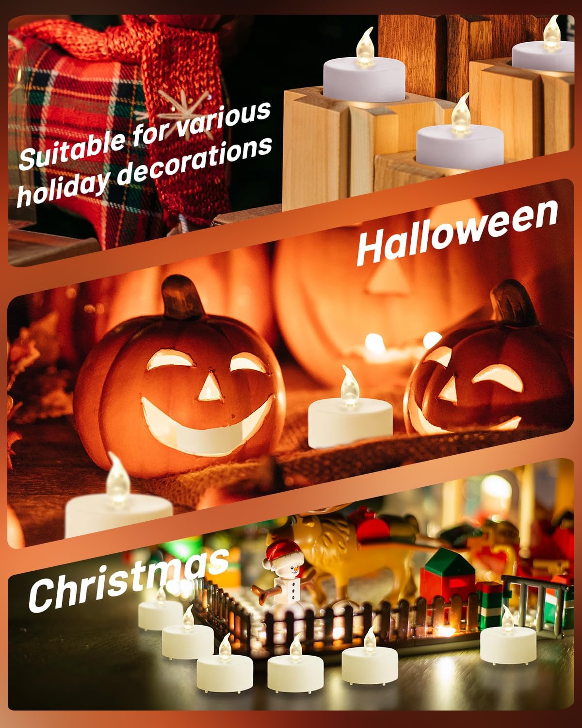 Tappovaly Battery Operated LED Tea Lights:24 Pack Flameless Votive Candles Lamp Realistic and Bright Flickering Long Lasting 200Hours for Wedding Holiday Party Home Decoration (Warm White)