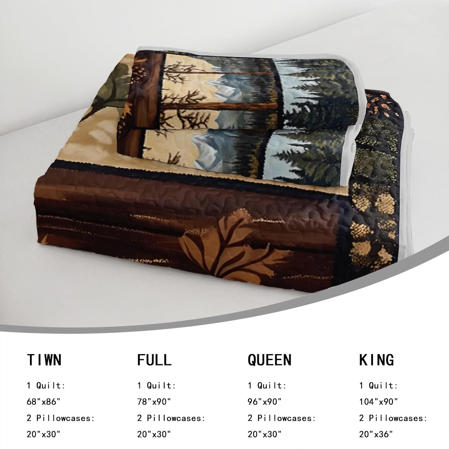 AILONEN Rustic Bear Quilt Set King Size, Wildlife Themed Hunting Quilted Bedspread Soft with 2 Pillowcases,3-Piece Brown Animal Woodland Quilt Bedding Set - Image 2