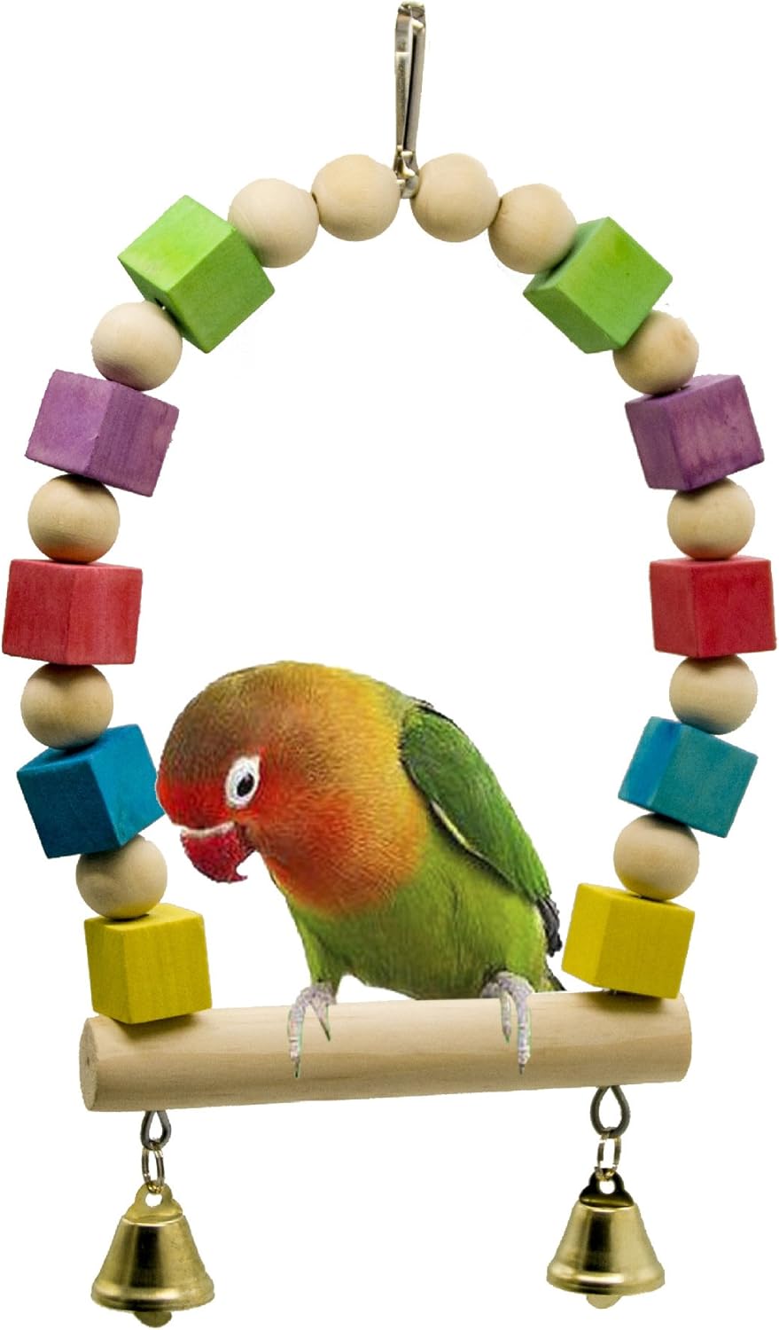 ivymaker Colorful Wooden Bird Toys Parrot Swing Cage Toy
