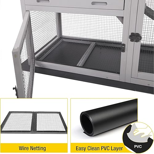 Miniatura 4 de Aivituvin Rabbit Hutch Outdoor Chickecn Coop - Jaula de conejito para interiores con bandeja extraíble, versión mejorada, malla de alambre inferior