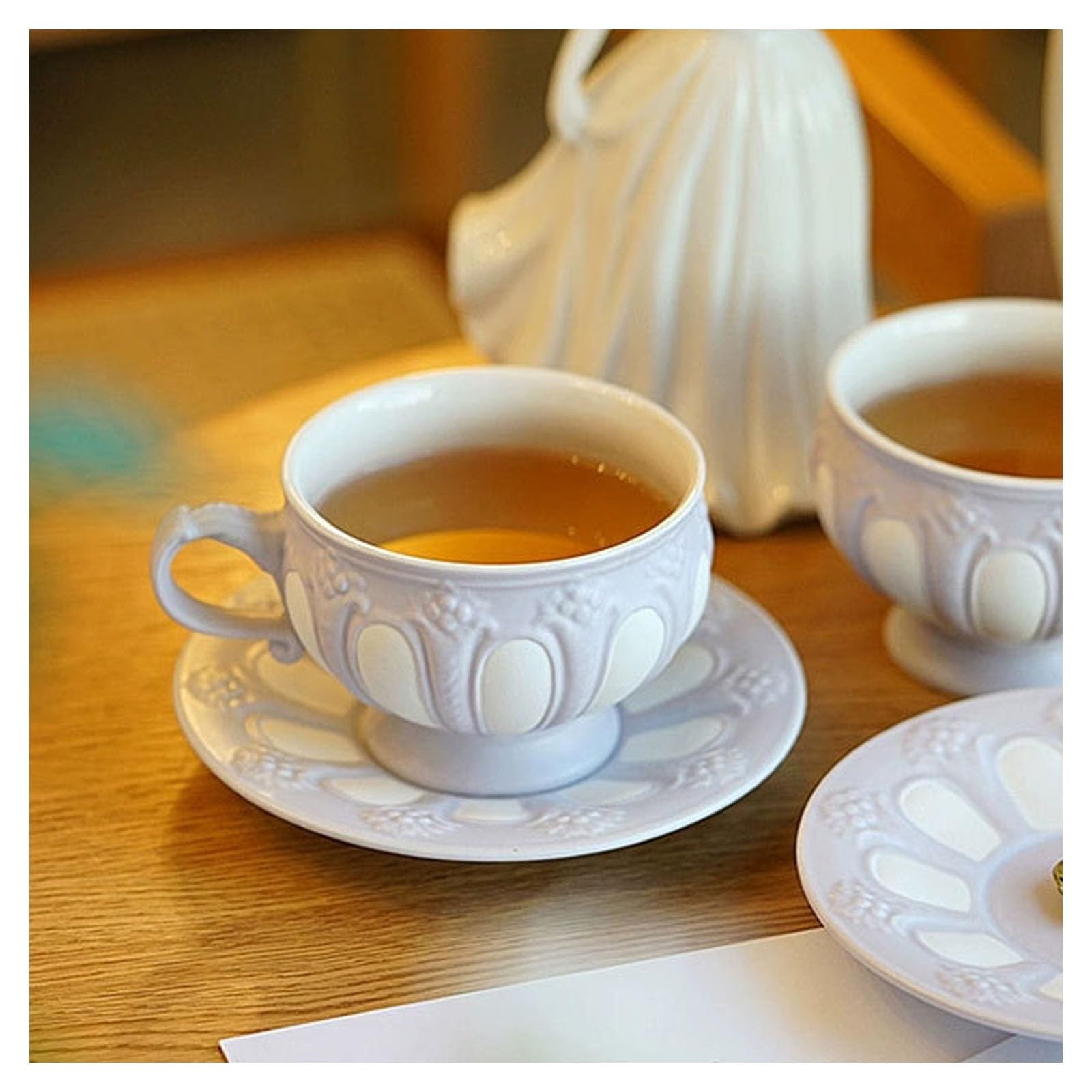 Ceramiczny zestaw kubków do kawy, ręcznie robione kubki do latte 300 ml ze spodkiem, idealne do użytku domowego i biurowego, idealne dla miłośników kawy