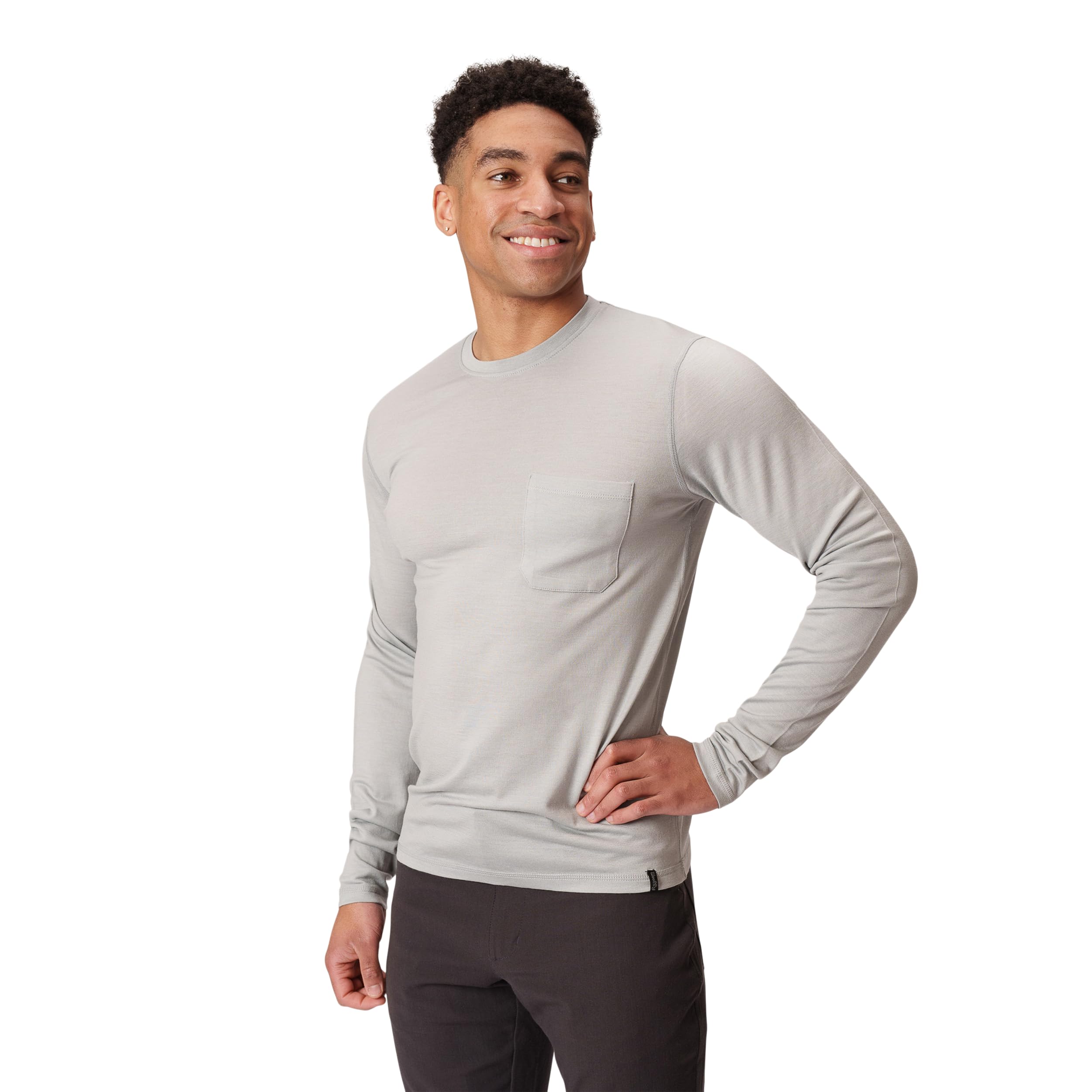 Men's Merino Long Sleeve by Woolly | RWS Certified | Super Soft, Classic Style, Seattle Designed, Silt, Medium